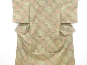 市松に花模様織り出し西陣お召着物